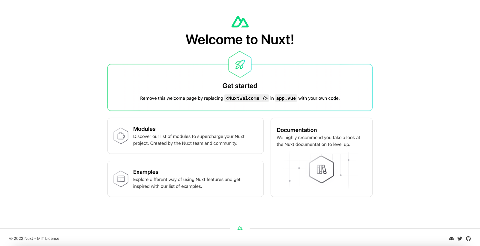 Figure 1-1: Nuxt 3 app start page
